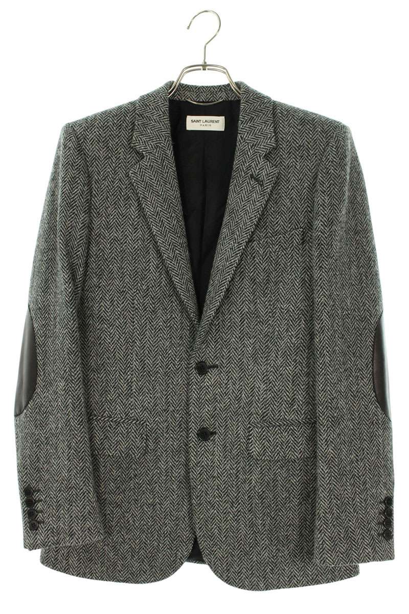 Saint Laurent Paris Elbow Patch Tailored Jacket Gray Size 44