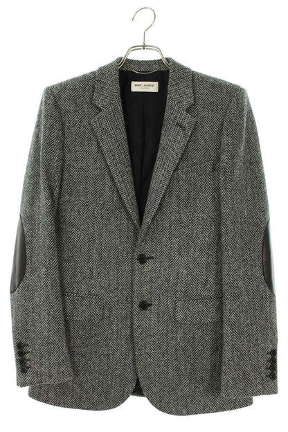 Saint Laurent Paris Elbow Patch Tailored Jacket Gray Size 44