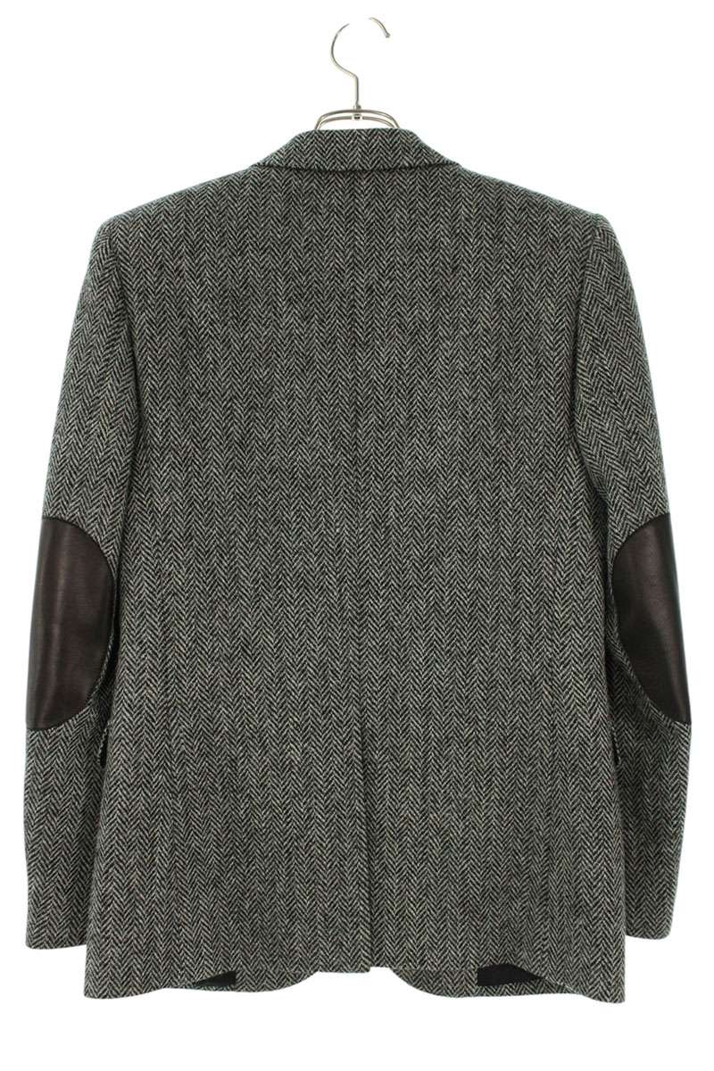 Saint Laurent Paris Elbow Patch Tailored Jacket Gray Size 44