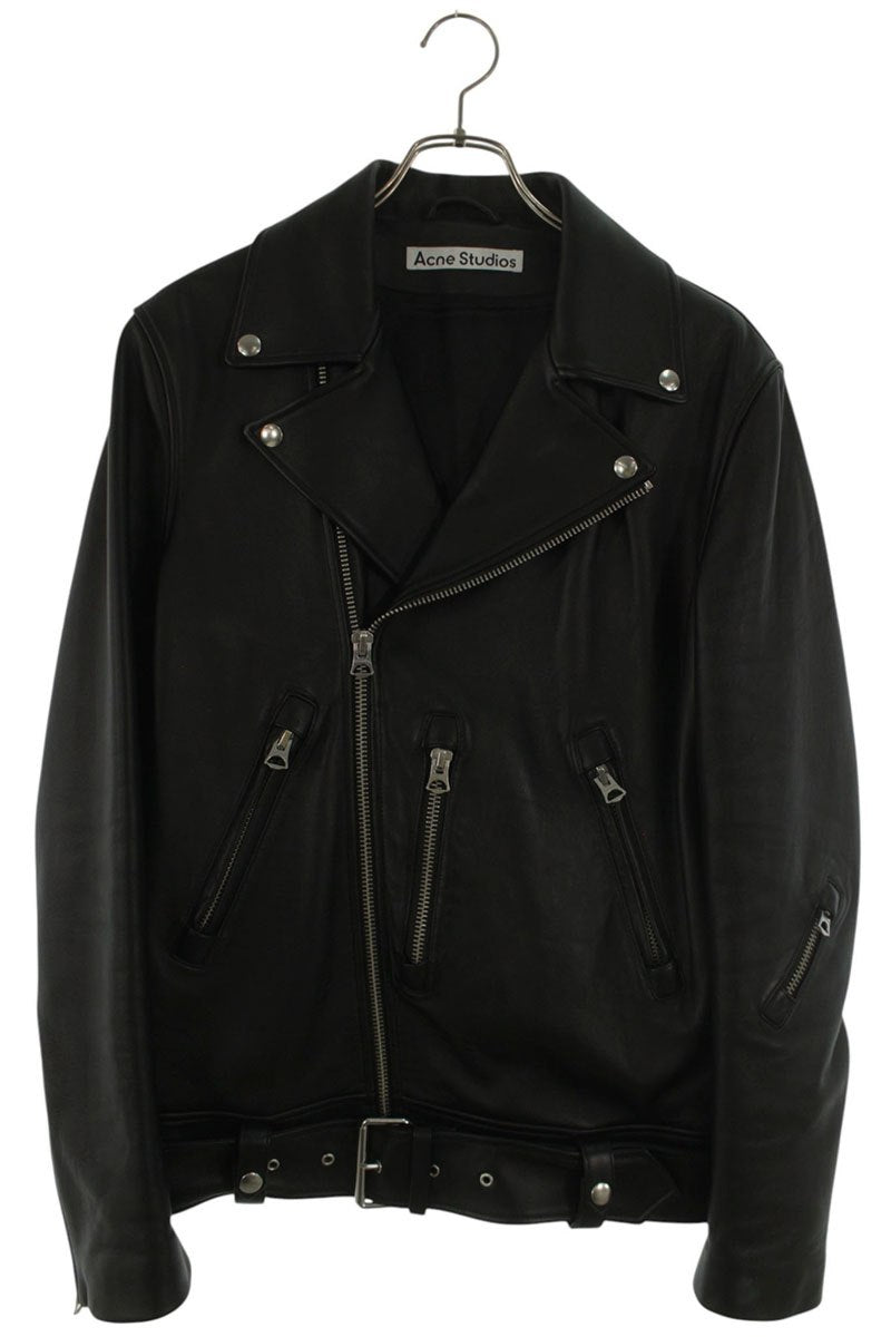 ACNE STUDIOS Double Riders Leather Biker Jacket Black Size S