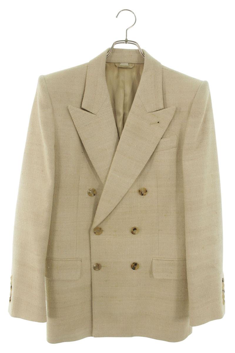 GUCCI Nep Double Breasted Tailored Jacket Beige Size S