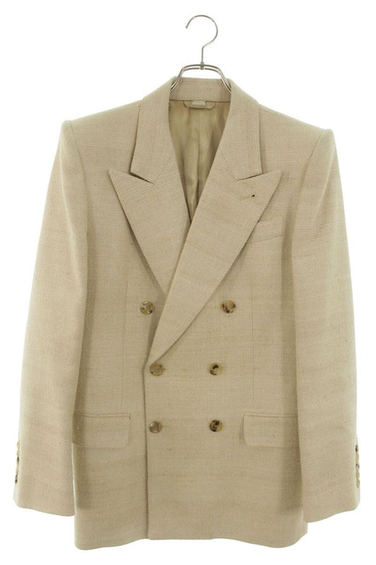 GUCCI Nep Double Breasted Tailored Jacket Beige Size S
