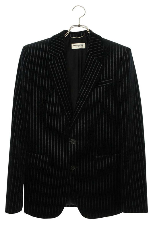 SAINT LAURENT PARIS Stripe Velour Tailored Jacket Size XS