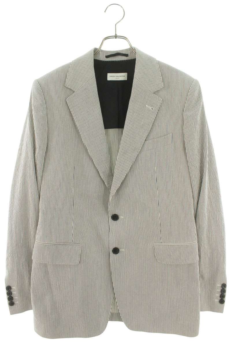 DRIES VAN NOTEN Viscose Stripe Jacket Navy White Size S
