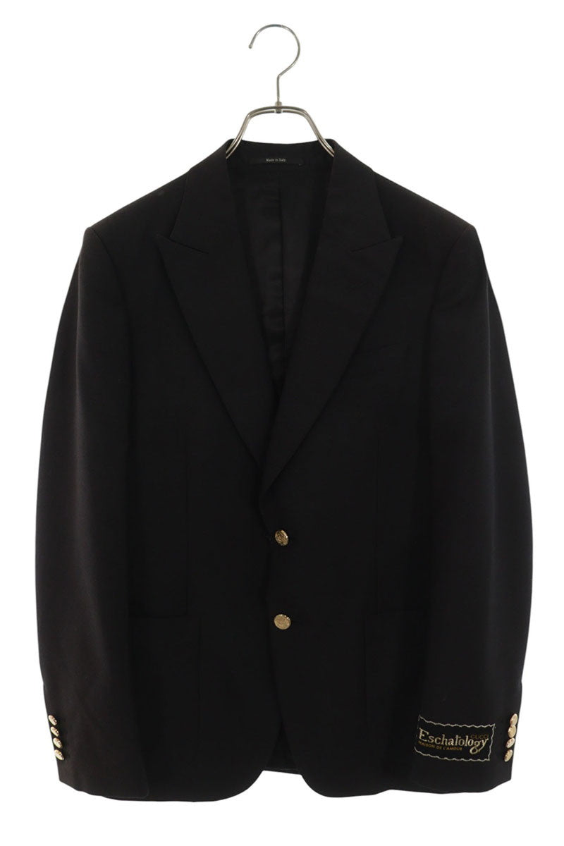 GUCCI Black Arm Patch Gold Button 2B Jacket Size S