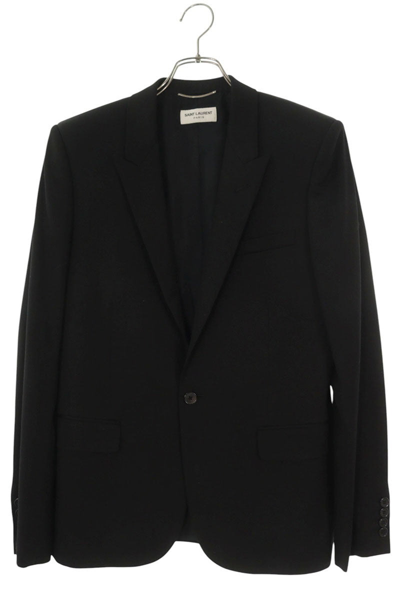 SAINT LAURENT PARIS Wool Peak Lapel Jacket Black Size M