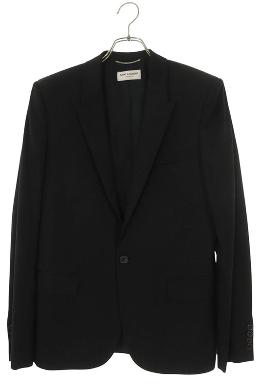 SAINT LAURENT PARIS Wool Peak Lapel Jacket Black Size M
