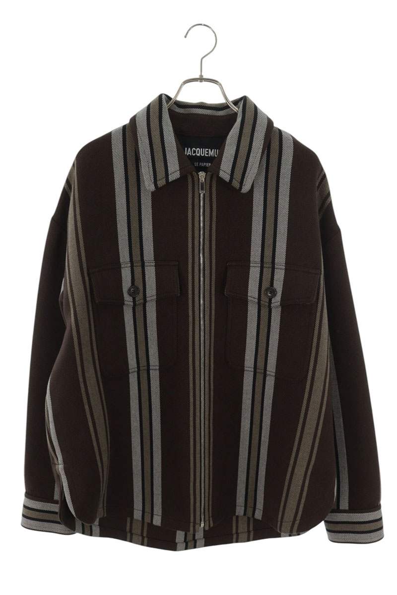JACQUEMUS Le Blouson Striped Zip-Up Jacket Size L