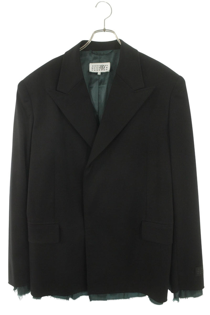 MM6 24AW Cut-Off Tailored Wool Jacket Black Green Size L