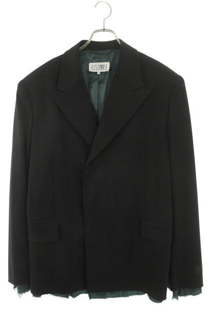 MM6 24AW Cut-Off Tailored Wool Jacket Black Green Size L