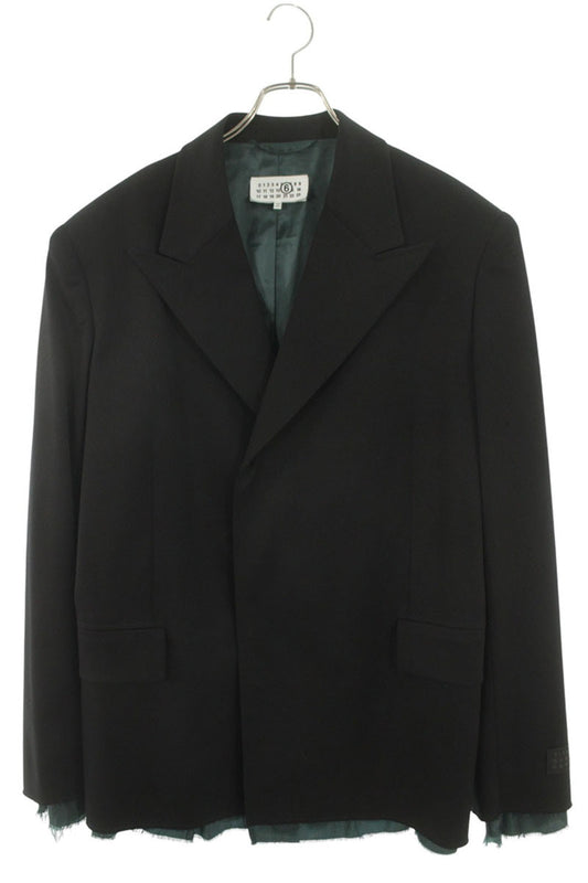 MM6 24AW Cut-Off Tailored Wool Jacket Black Green Size L