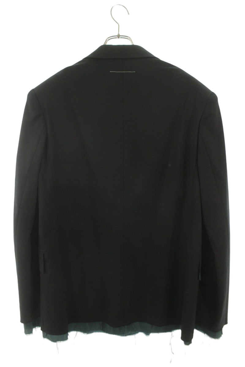 MM6 24AW Cut-Off Tailored Wool Jacket Black Green Size L
