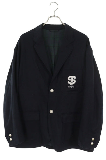 Setinn Navy Logo Embroidered Wool Jacket Size M