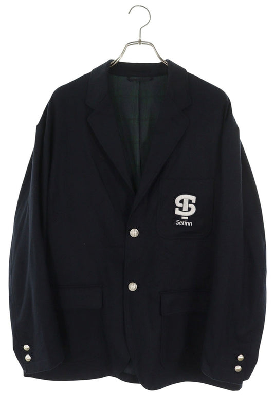 Setinn Navy Logo Embroidered Wool Jacket Size M