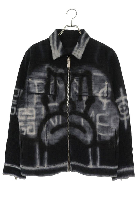 GIVENCHY Black/White Cotton Monogram Embossed Jacket Size S