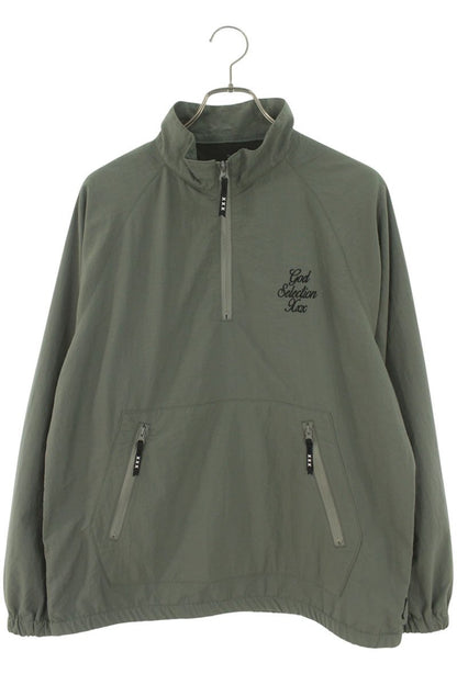 GOD SELECTION XXX Nylon Logo Half-Zip Jacket Khaki Size L