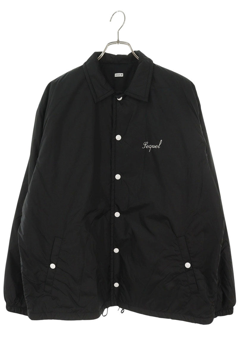 SEQUEL 24AW Black Nylon Logo Embroidered Jacket Size L