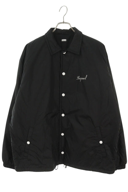 SEQUEL 24AW Black Nylon Logo Embroidered Jacket Size L