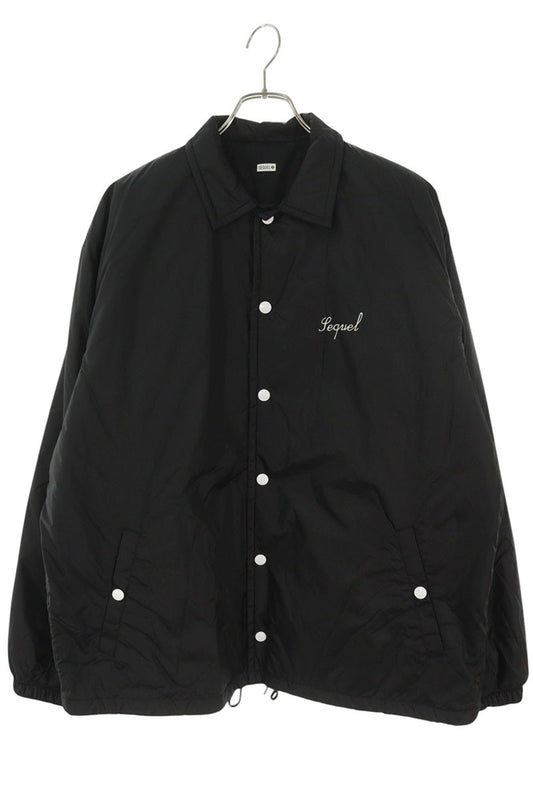 SEQUEL 24AW Black Nylon Logo Embroidered Jacket Size L