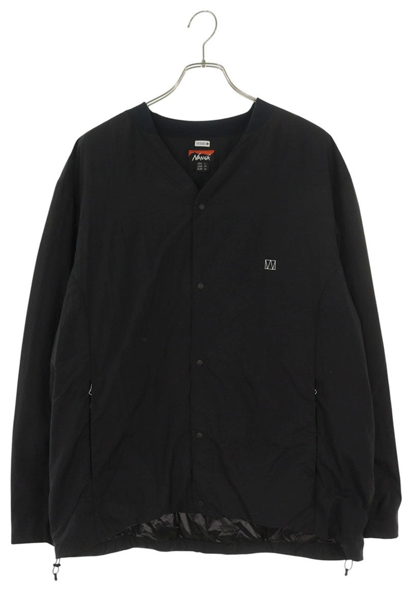 SEQUEL x NANGA Black Nylon No-Collar Down Jacket Size L