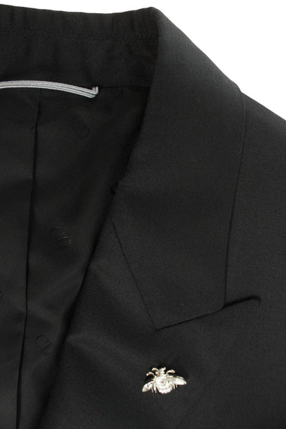 DIOR Black Bee Bijou Embellished Wool Tailored Jacket Size M