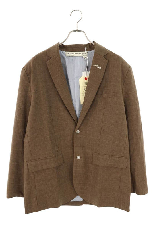 Advisory Board Crystals Brown Wool Blend Check Jacket Size L