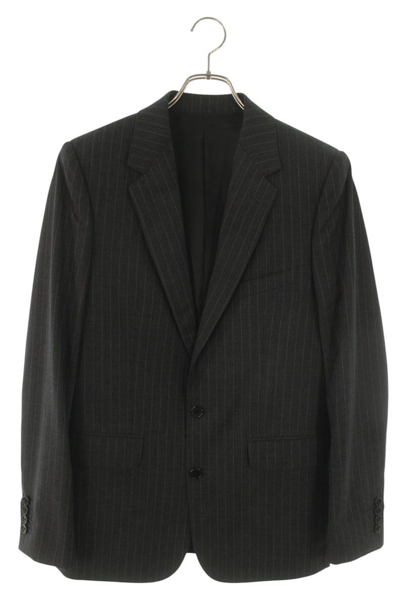 CELINE Gray Wool Blend Striped Classic Jacket Size S
