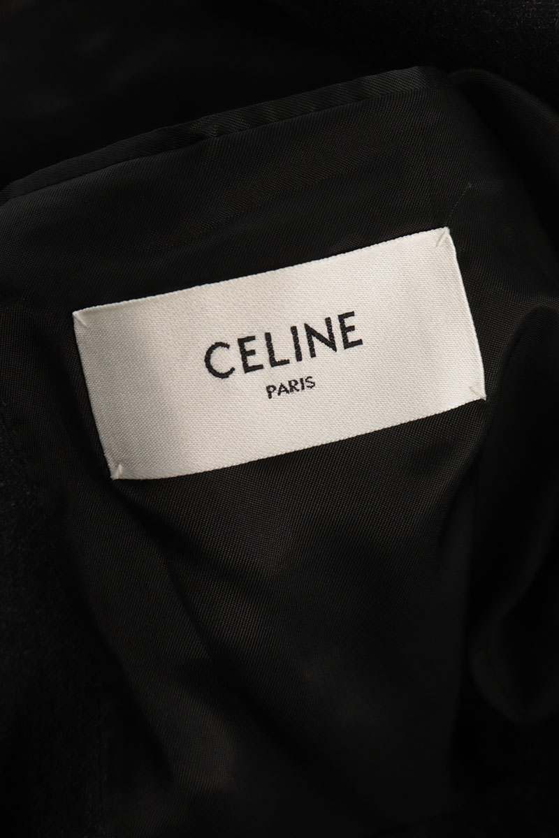 CELINE Double-Breasted Wool Jacket Gray Size M