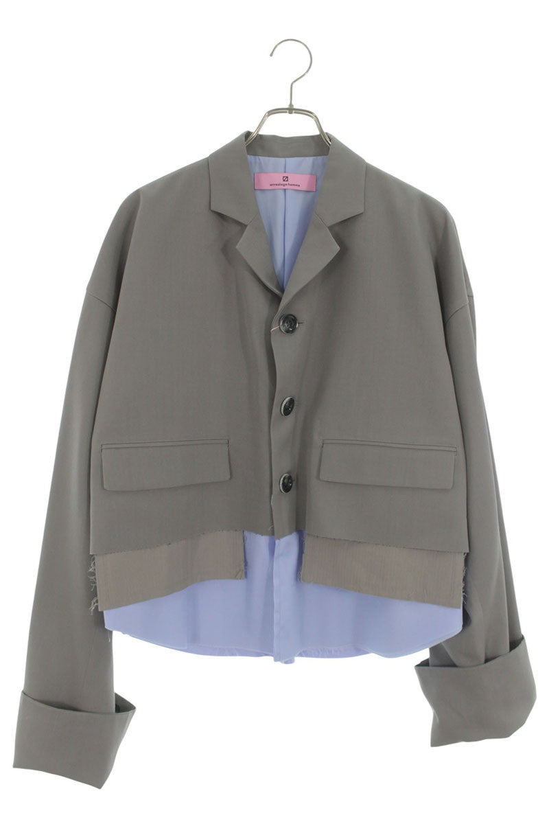ANREALAGE Wool Layered Design Jacket Gray Size S