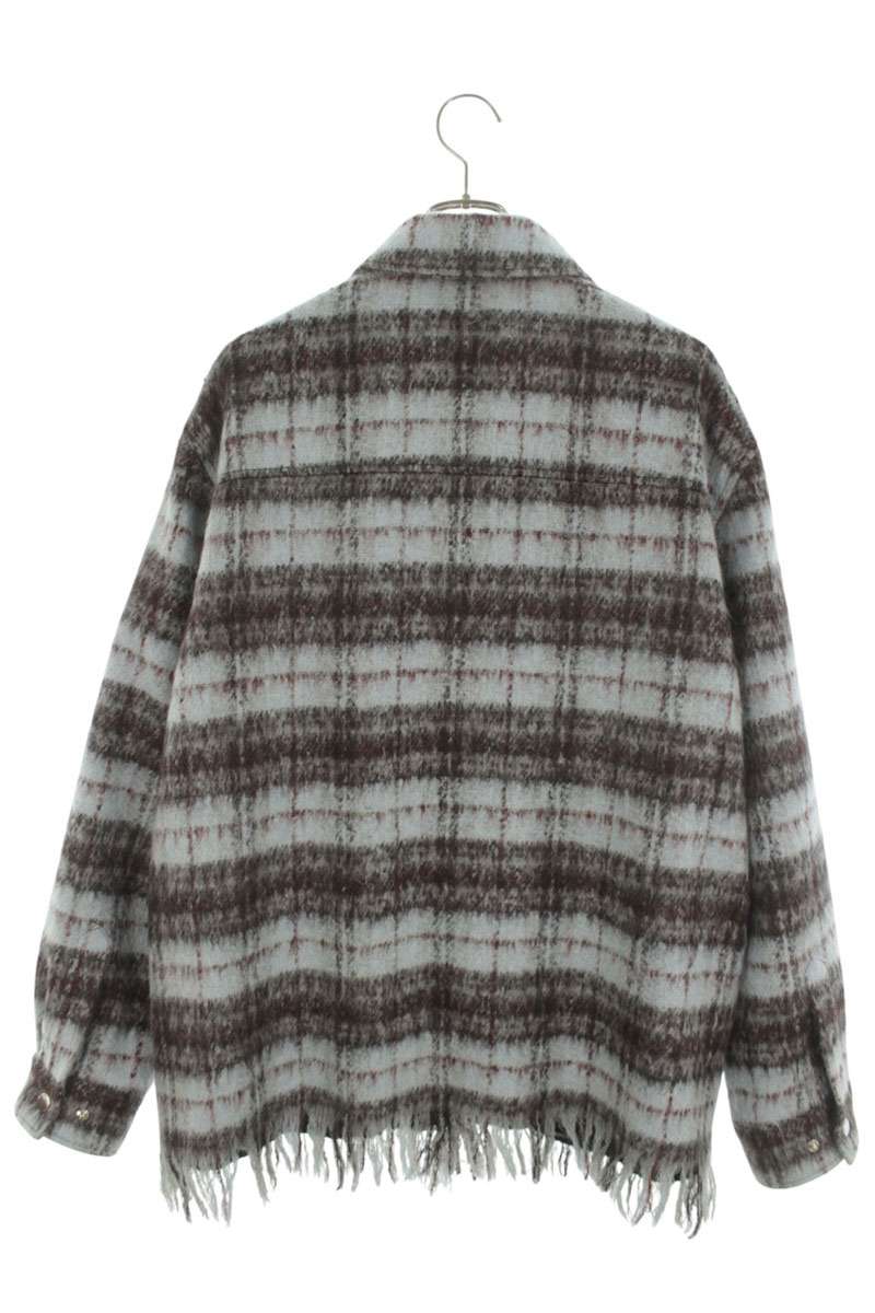 AMIRI Mohair Check Pattern Shirt Jacket Blue Size L