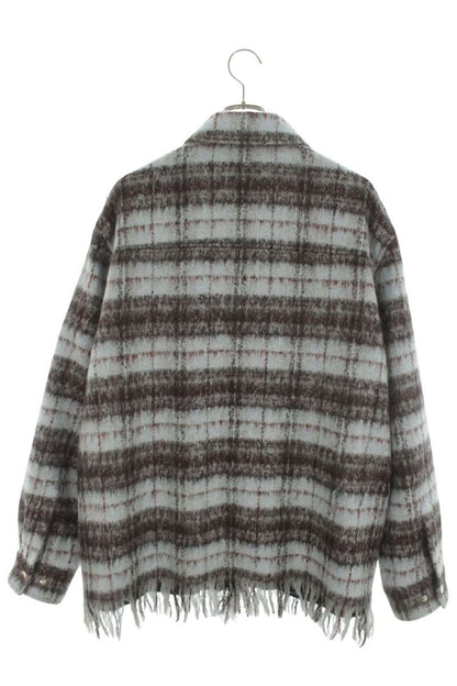 AMIRI Mohair Check Pattern Shirt Jacket Blue Size L