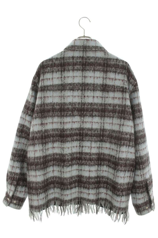 AMIRI Mohair Check Pattern Shirt Jacket Blue Size L