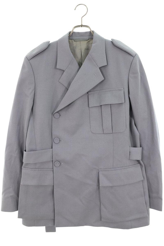 DIOR 21AW Wool Belted Double-Breasted Jacket Gray Size M