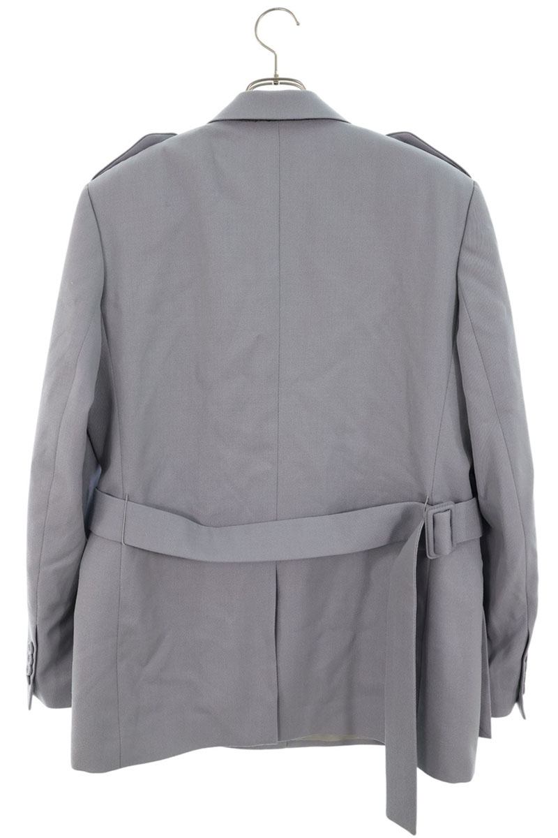 DIOR 21AW Wool Belted Double-Breasted Jacket Gray Size M