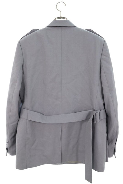 DIOR 21AW Wool Belted Double-Breasted Jacket Gray Size M