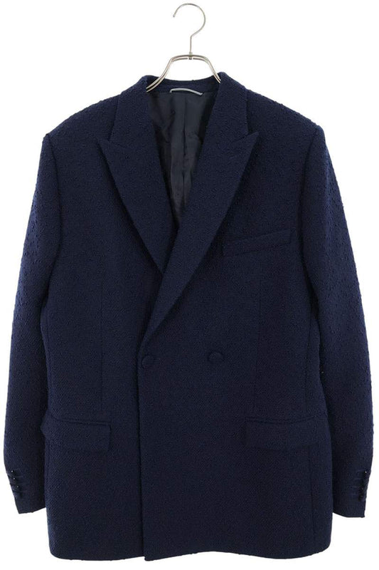 DIOR Wool Tweed Double-Breasted Jacket Navy Size S
