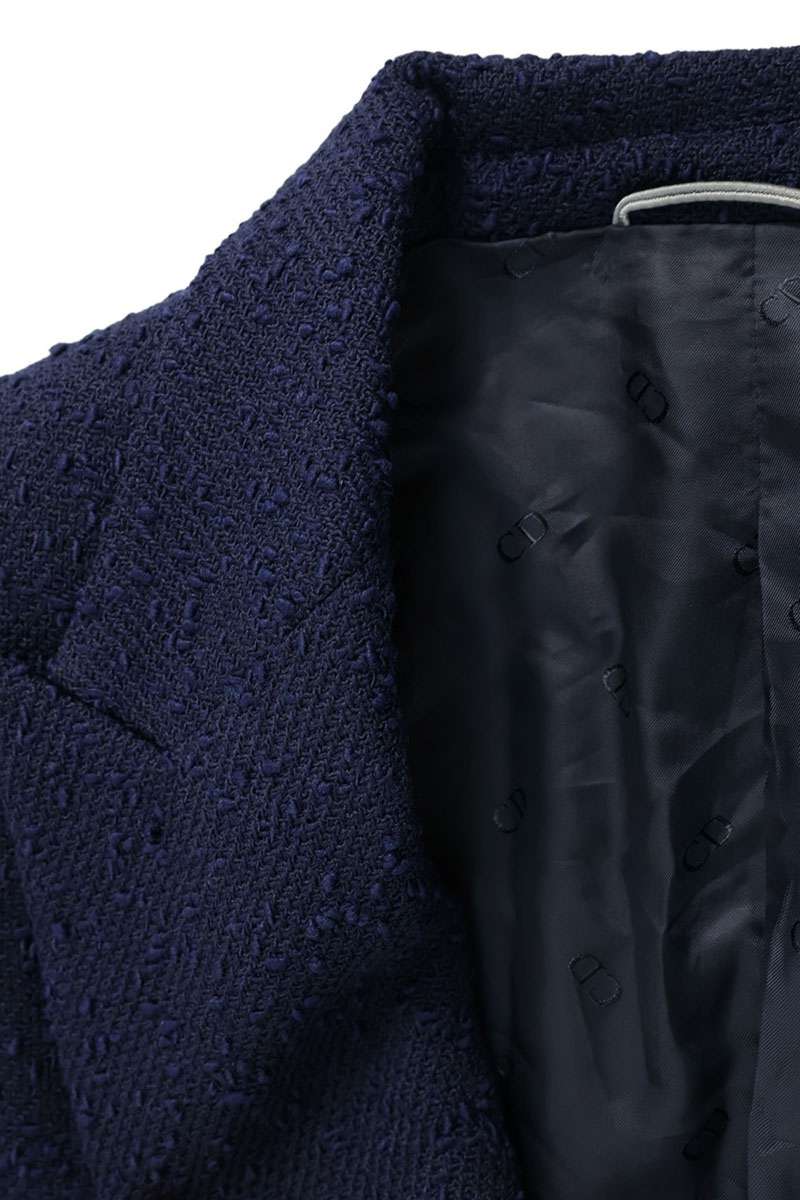DIOR Wool Tweed Double-Breasted Jacket Navy Size S