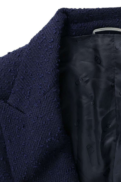 DIOR Wool Tweed Double-Breasted Jacket Navy Size S