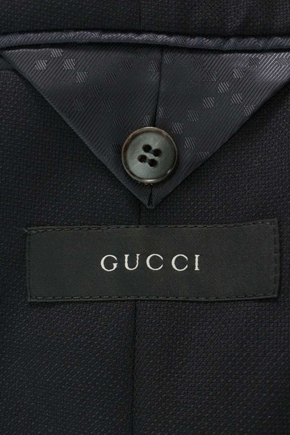GUCCI Padded Shoulder Wool Tailored Jacket Navy Size L