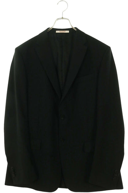 VALENTINO Wool Mohair Notched Lapel 2B Jacket Black Size XL