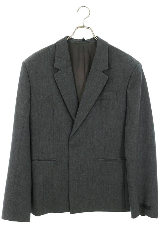 PRADA Double Breasted Virgin Wool Jacket Gray Size 48