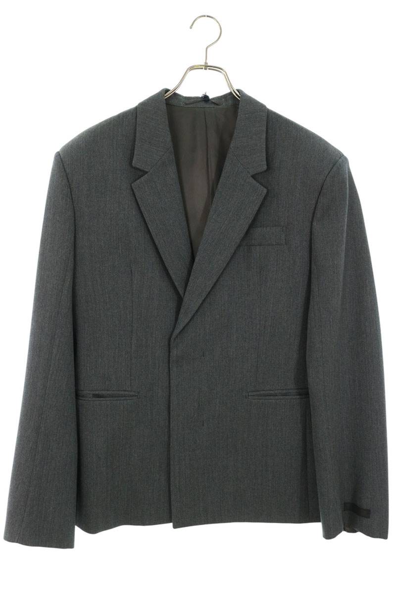 PRADA Double Breasted Virgin Wool Jacket Gray Size 48