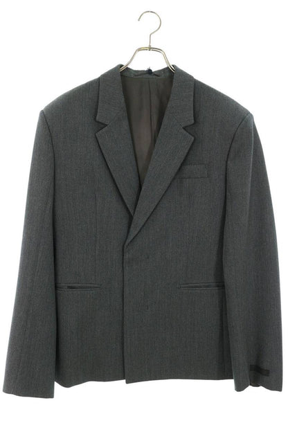 PRADA Double Breasted Virgin Wool Jacket Gray Size 48