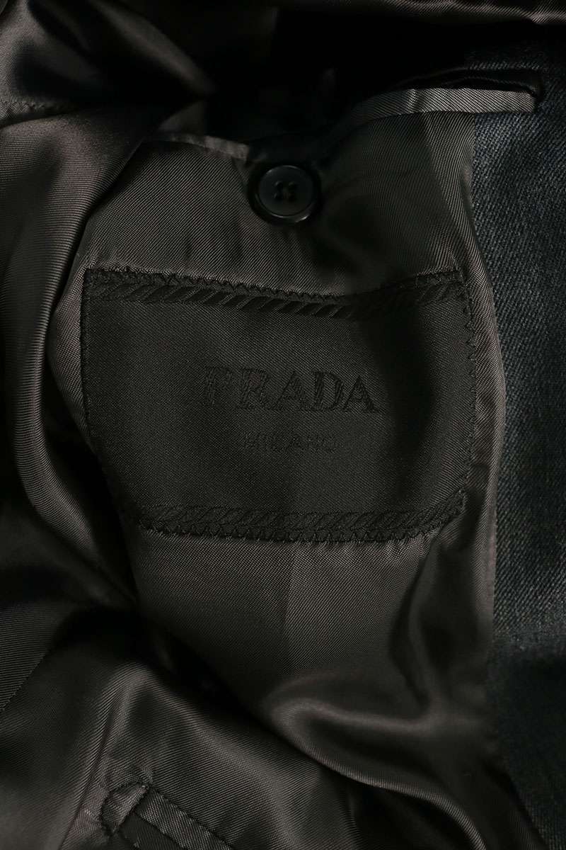 PRADA Double Breasted Virgin Wool Jacket Gray Size 48