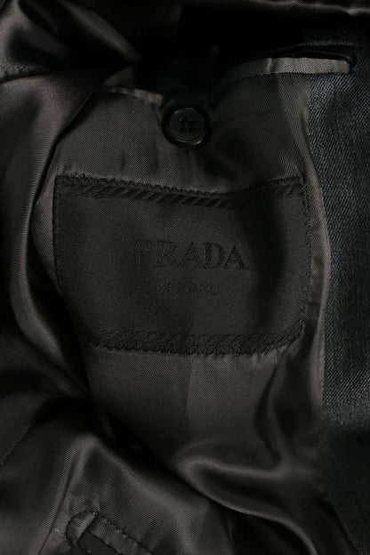 PRADA Double Breasted Virgin Wool Jacket Gray Size 48