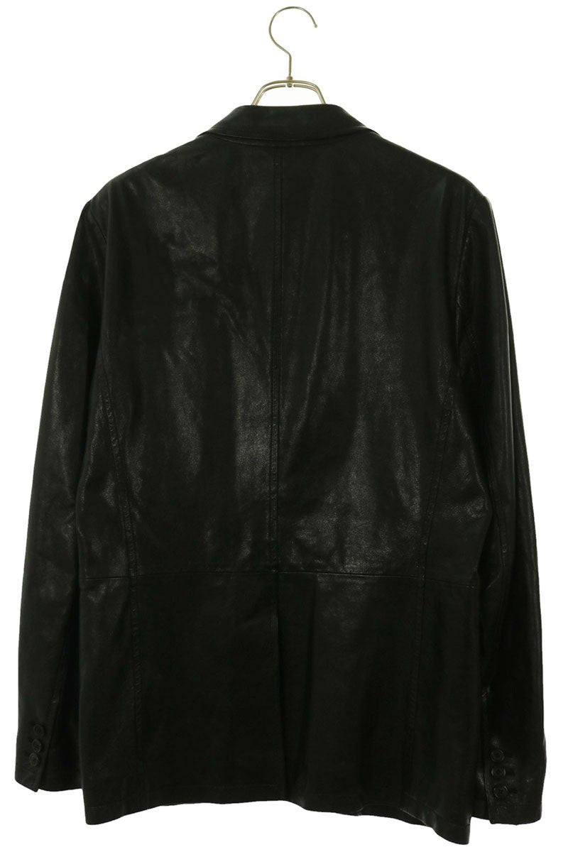 PRADA Leather Blazer Black Size 48