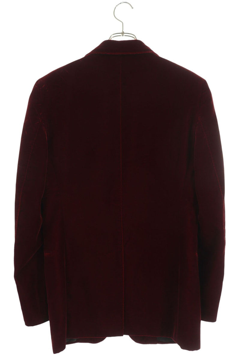 SAINT LAURENT PARIS Velvet Tailored Jacket Bordeaux Size 44