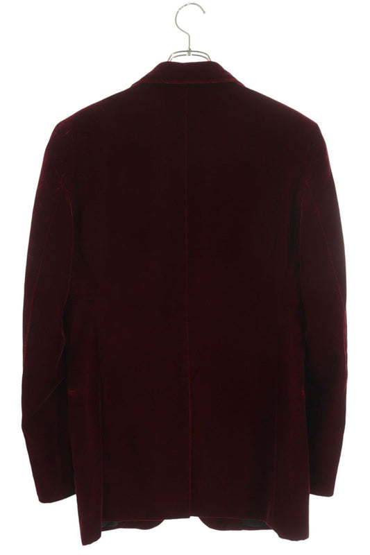 SAINT LAURENT PARIS Velvet Tailored Jacket Bordeaux Size 44