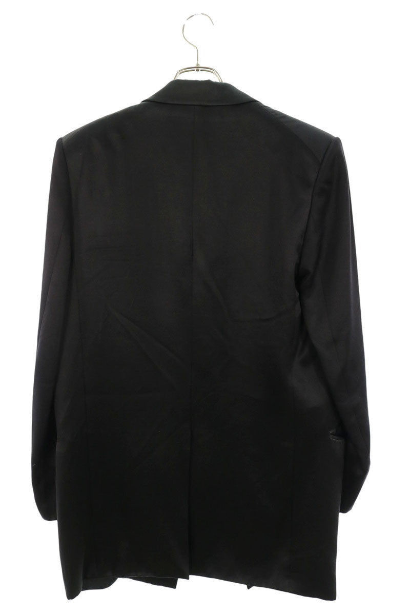 SAINT LAURENT PARIS Black Satin Silk Tailored Jacket Size 48