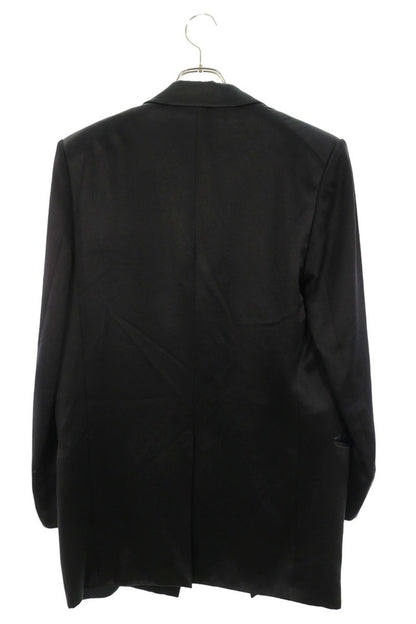 SAINT LAURENT PARIS Black Satin Silk Tailored Jacket Size 48